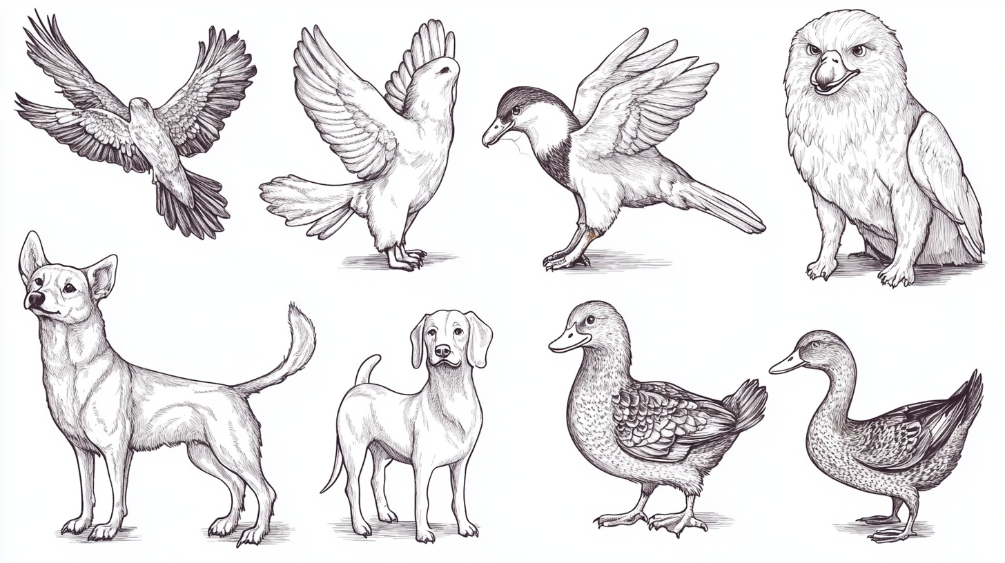 手绘动物集合图