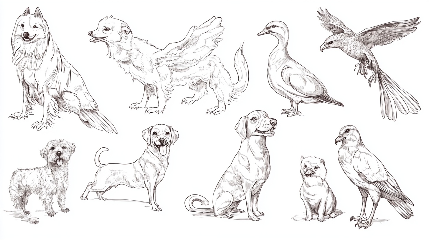 动物手绘线稿集合