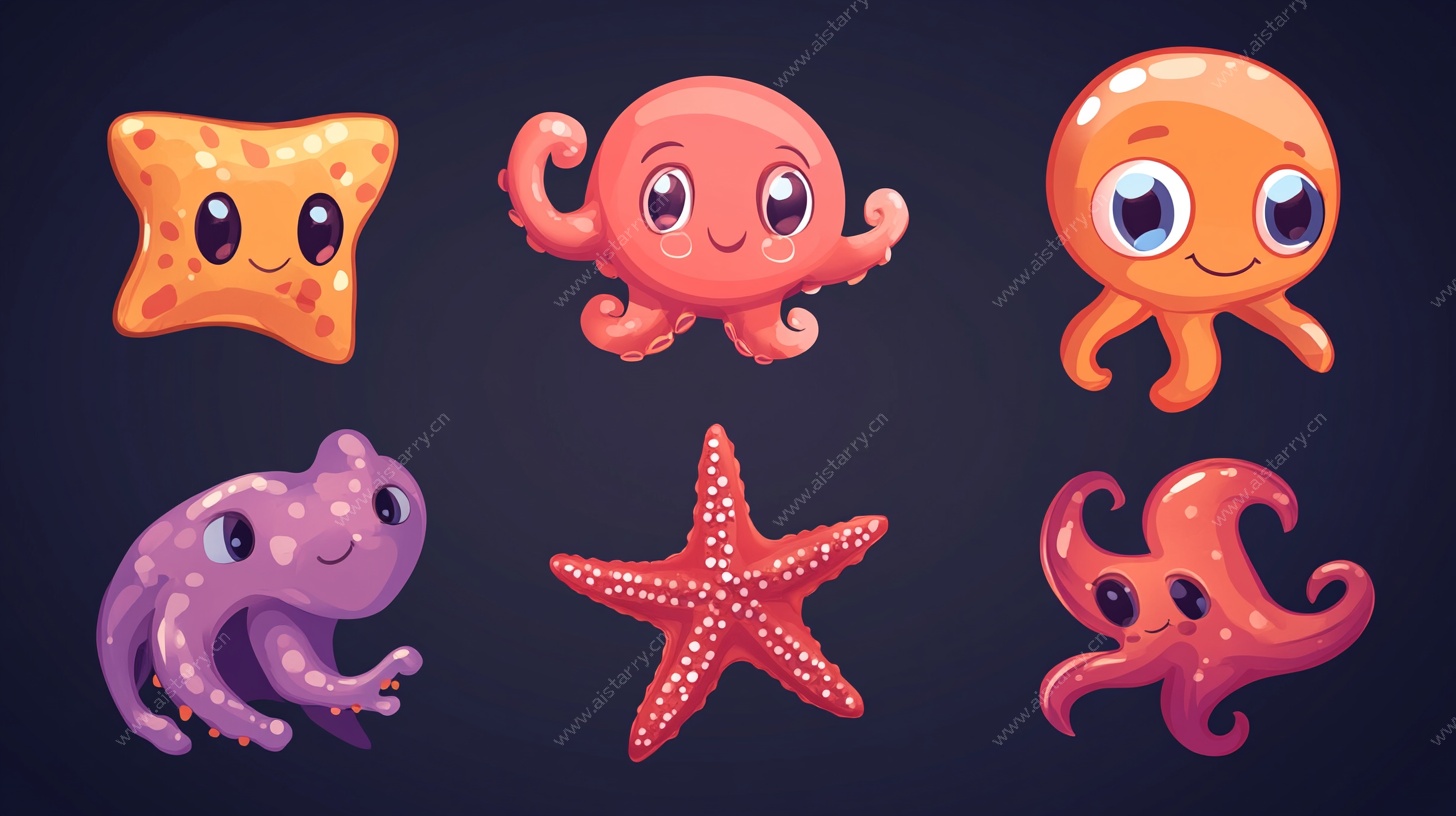 可爱海洋生物卡通形象