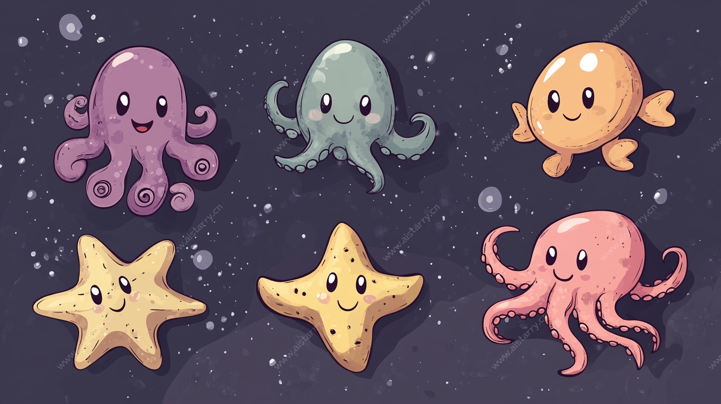 可爱海洋生物插画