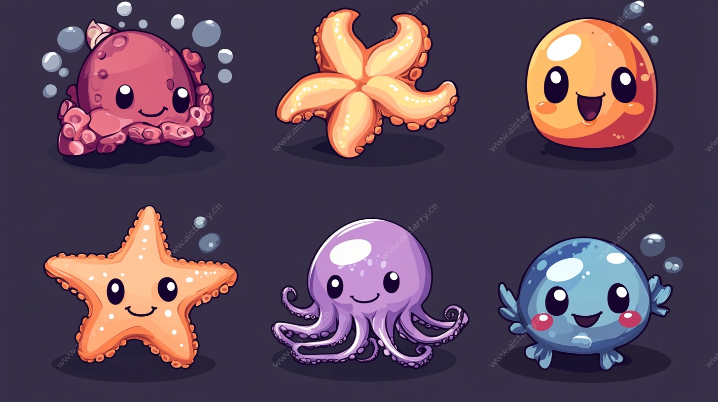 可爱海洋生物卡通形象