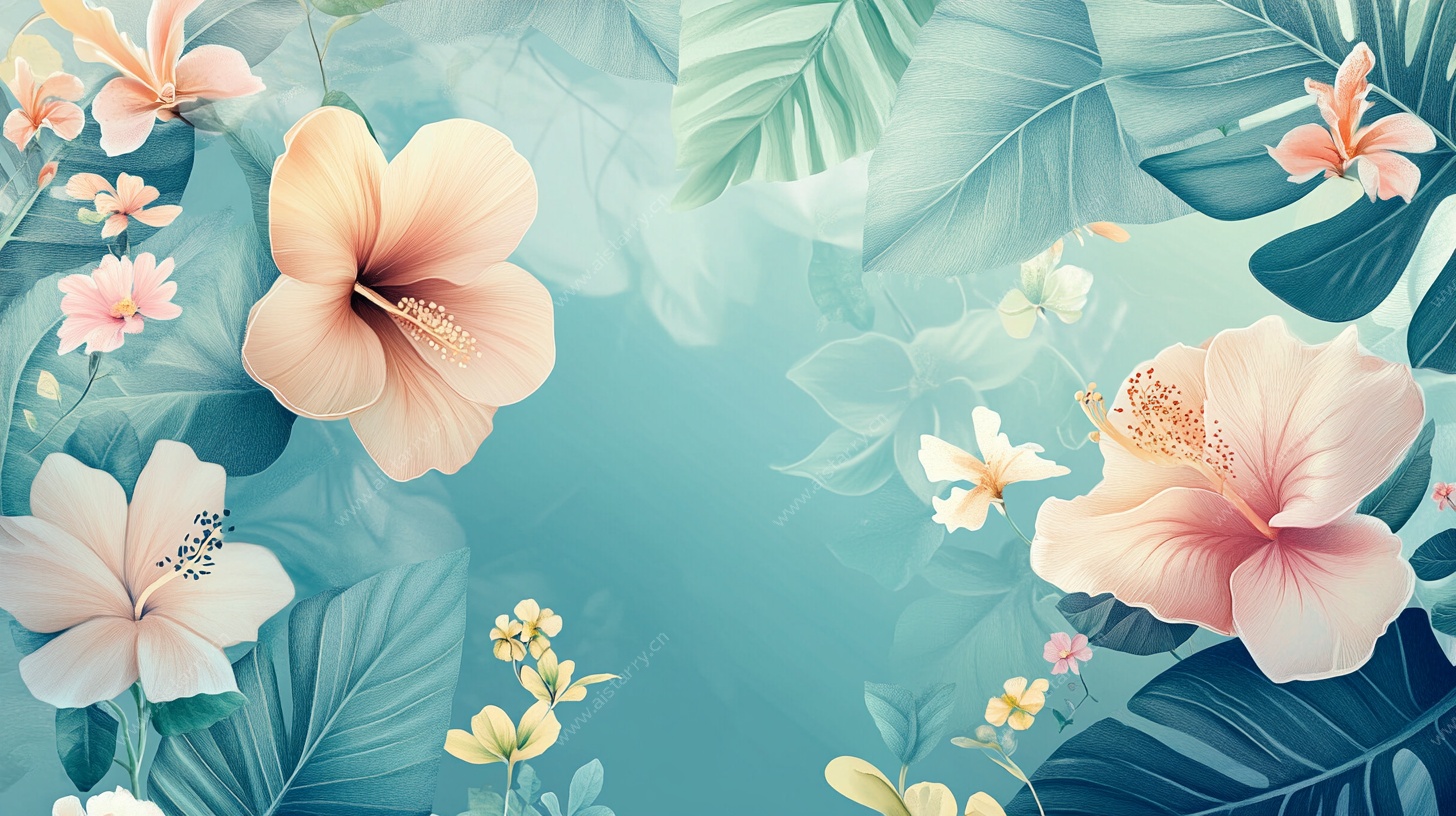 清新热带花卉背景图