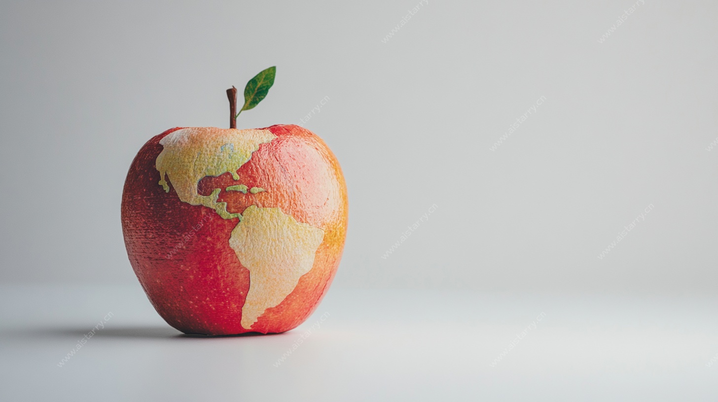 苹果上的世界地图创意图像