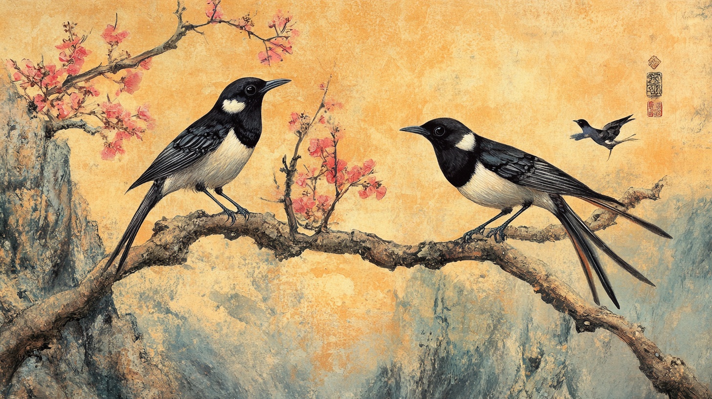 枝头双鹊图