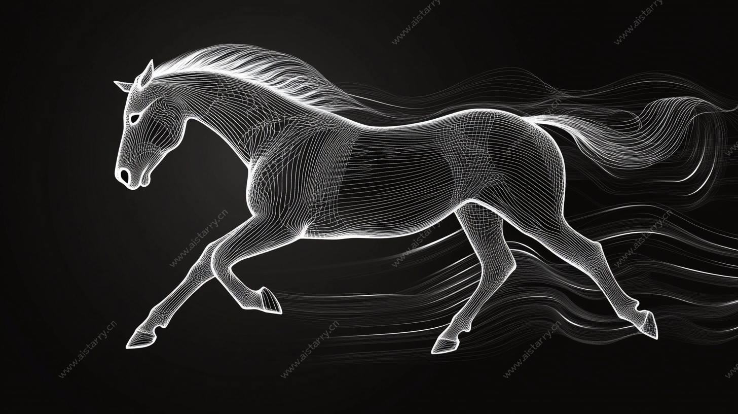 线条勾勒的奔腾骏马