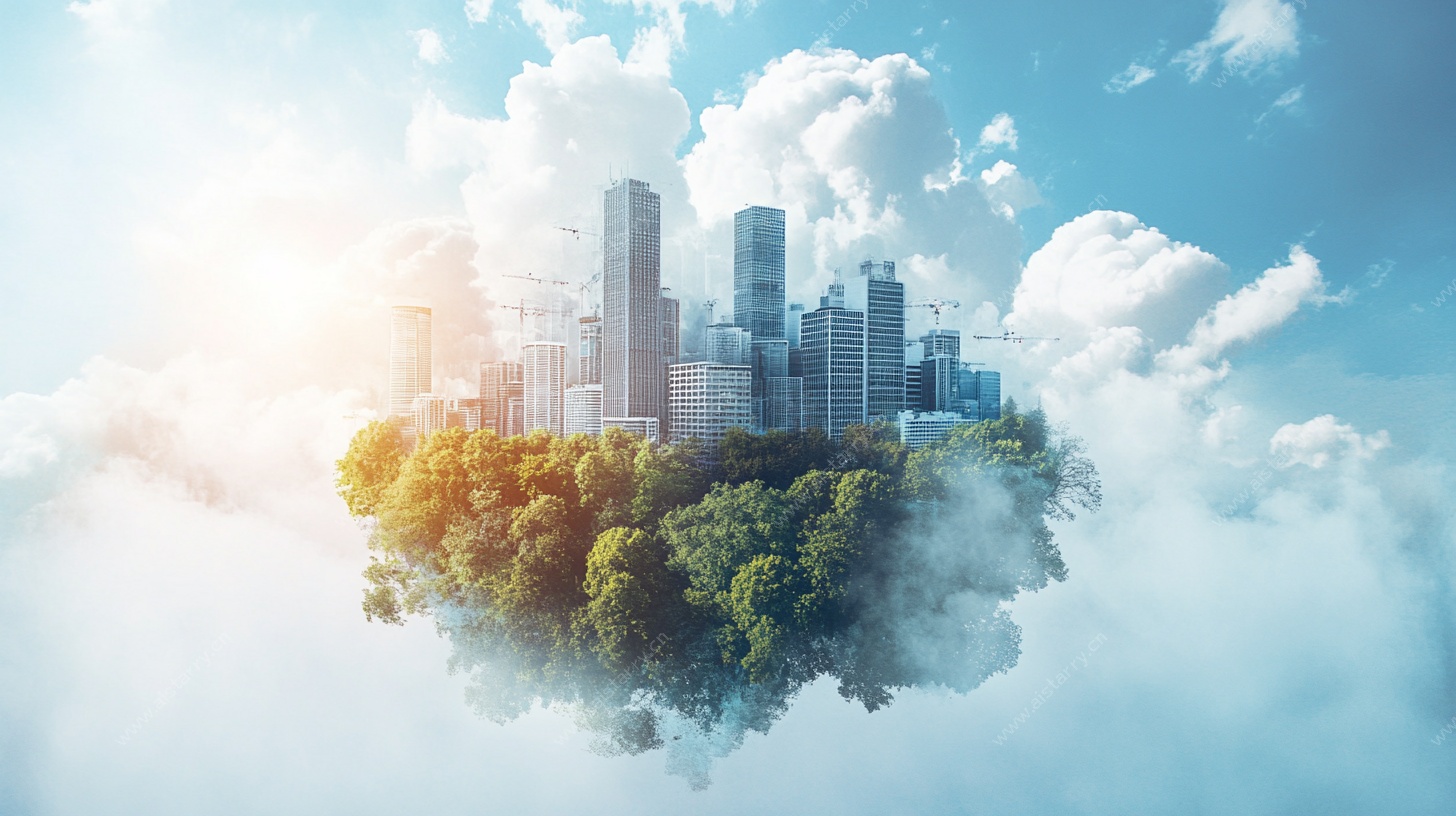 悬浮空中的城市与森林景观