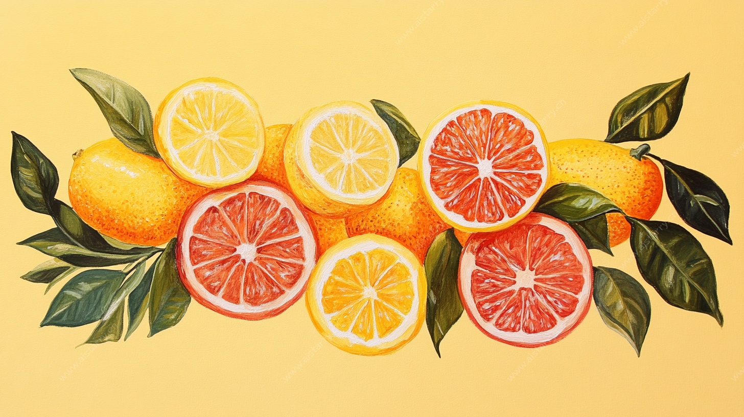 清新柑橘插画