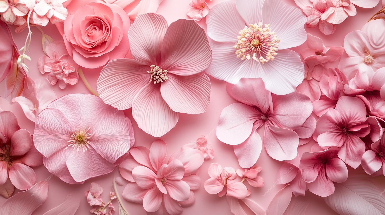 粉色纸艺花卉背景图