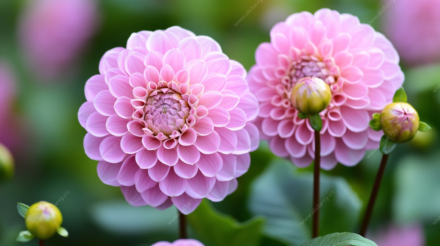粉色大丽花特写