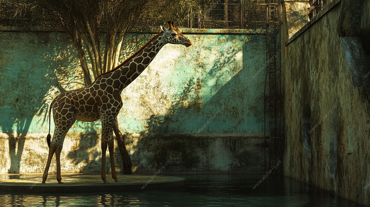 围栏中的长颈鹿