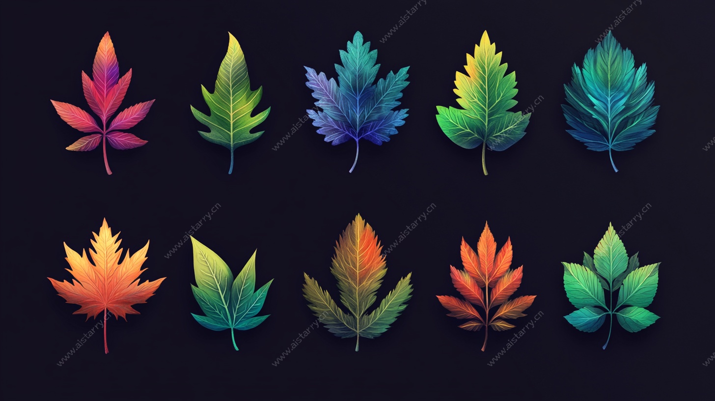 多彩秋叶插画