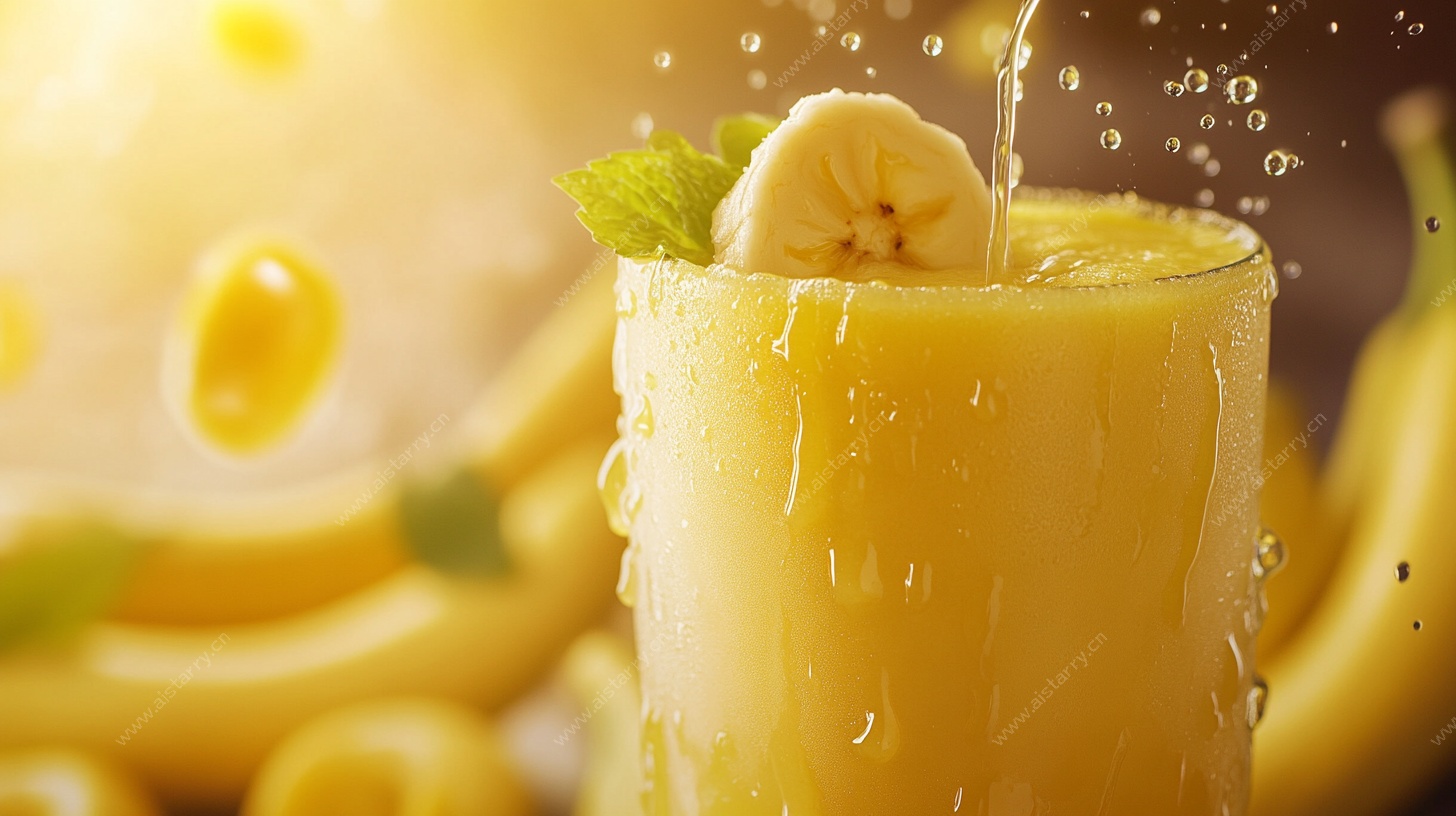 新鲜香蕉汁 汁水飞溅瞬间