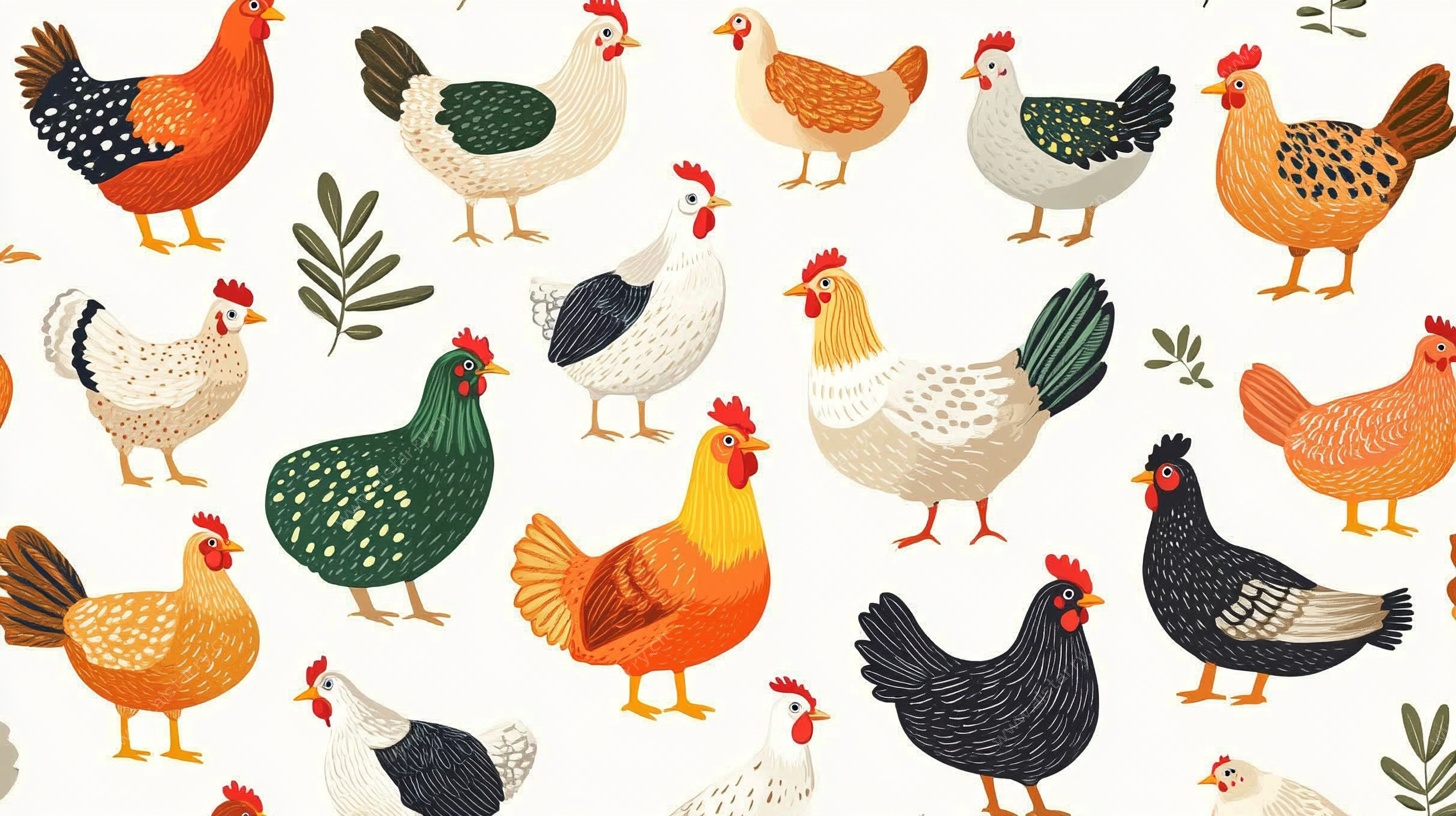 多彩群鸡插画