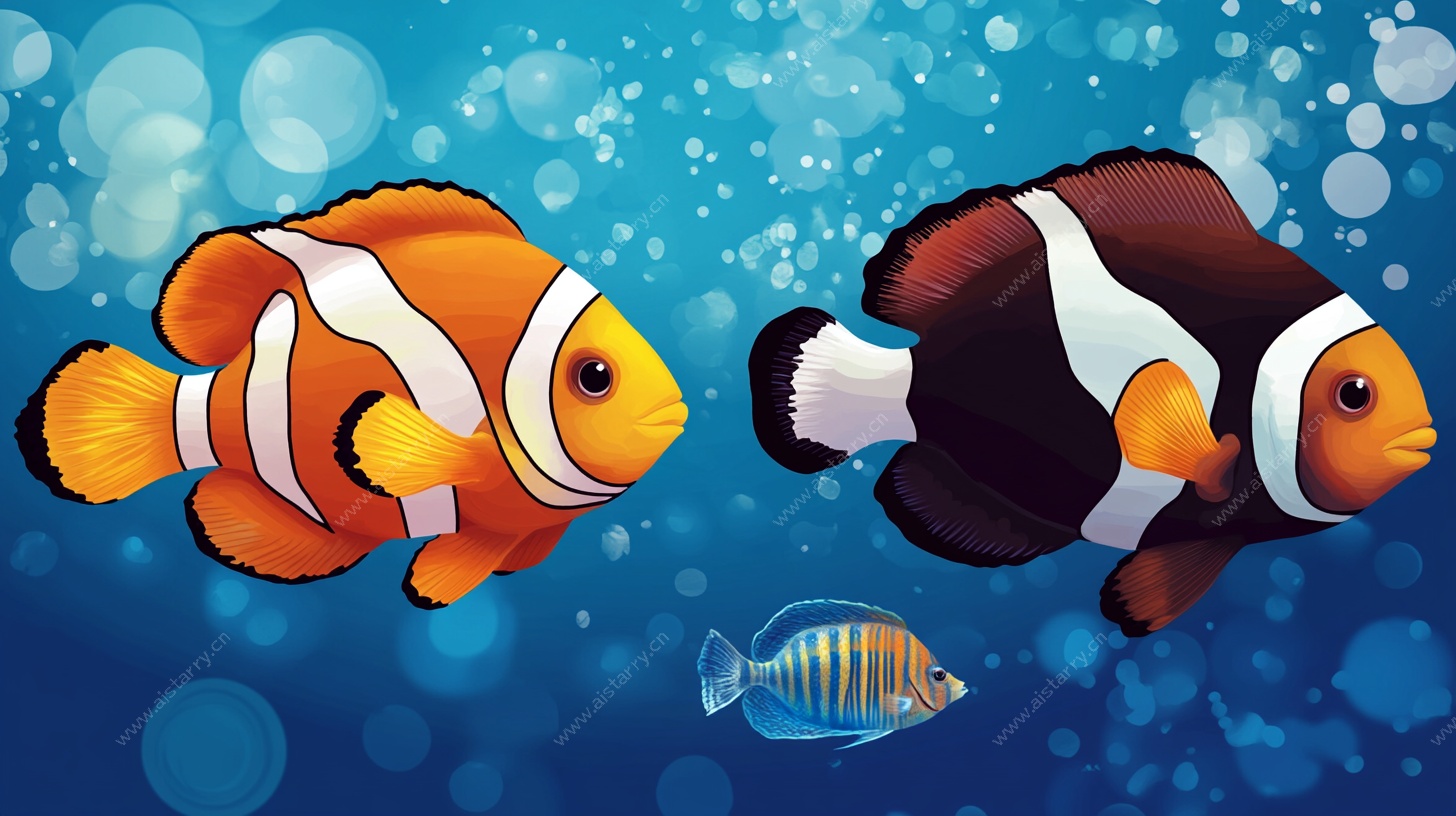 海底小丑鱼与小鱼同游
