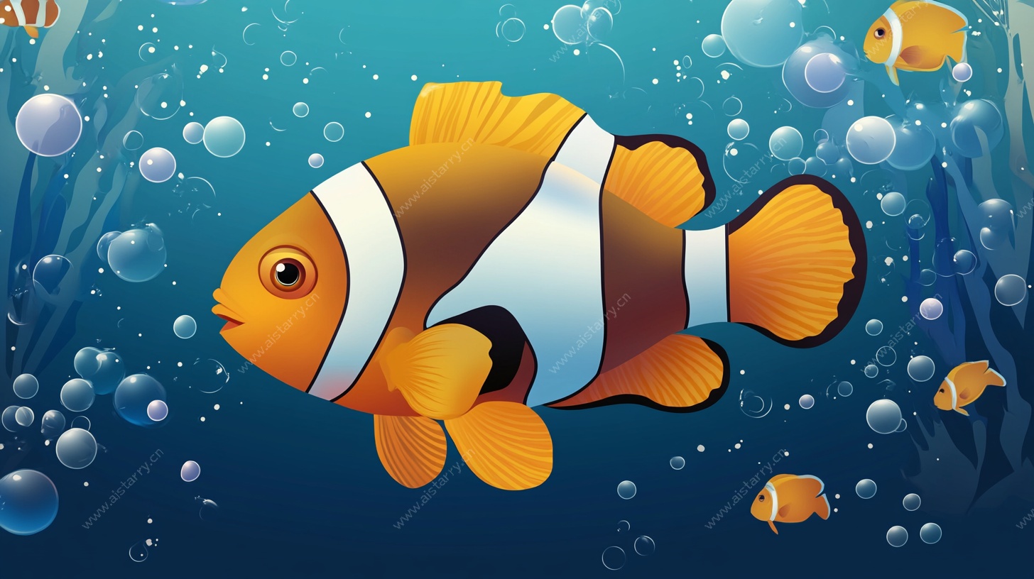 卡通小丑鱼畅游海底世界