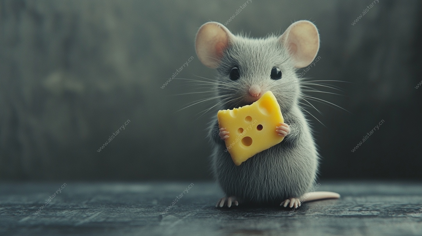 可爱小鼠抱芝士