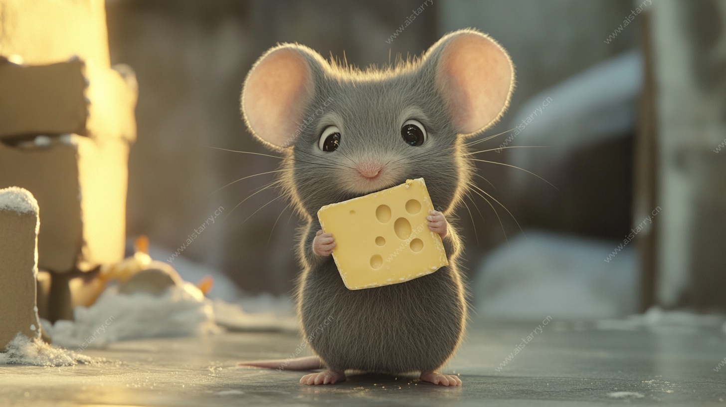 可爱小鼠抱奶酪