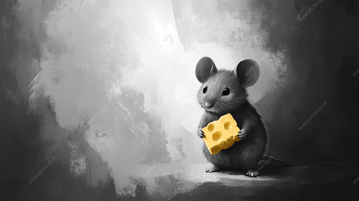 抱奶酪的小老鼠插画