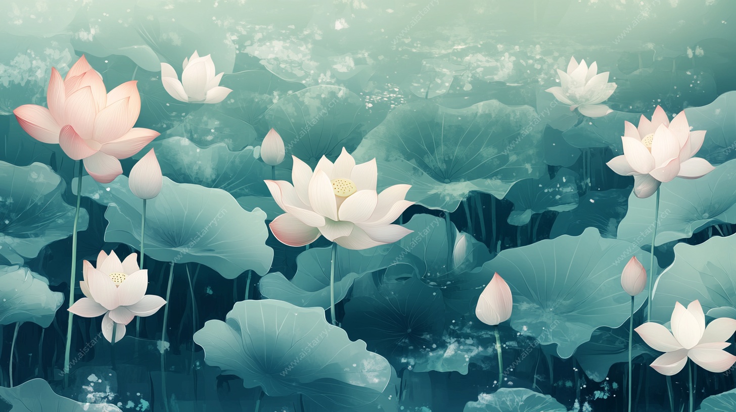 水墨荷塘 淡雅荷花景致