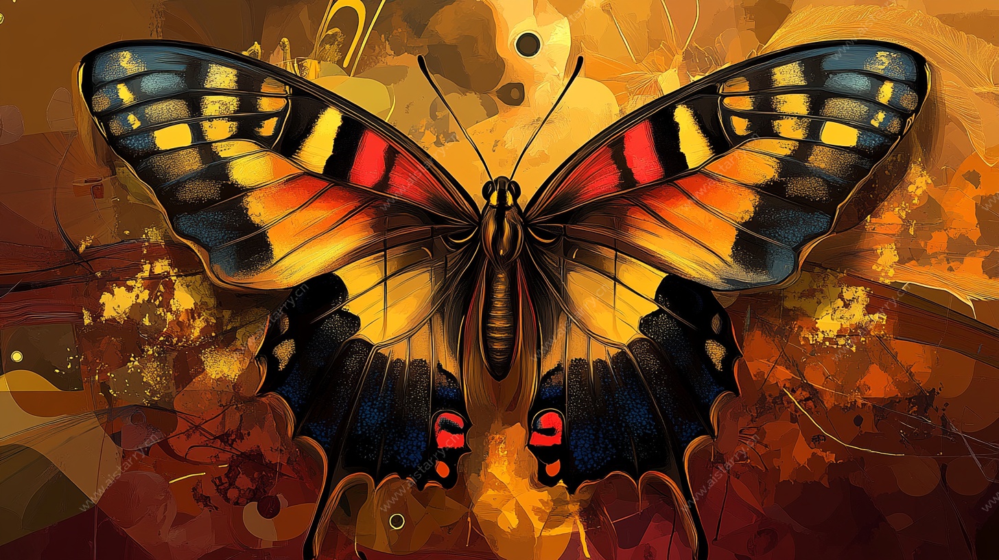 梦幻蝴蝶插画 绚丽背景