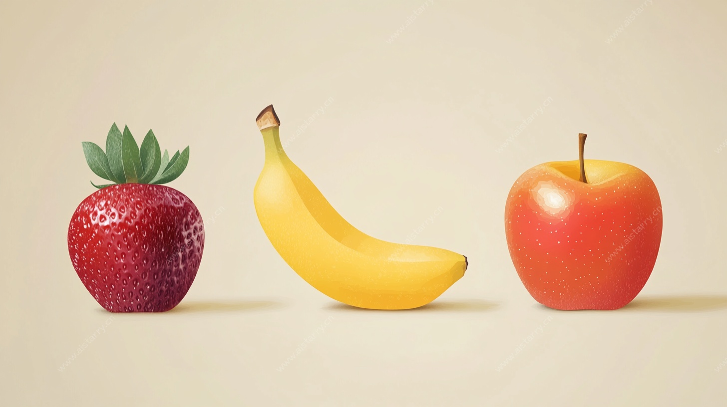 三种水果静物展示