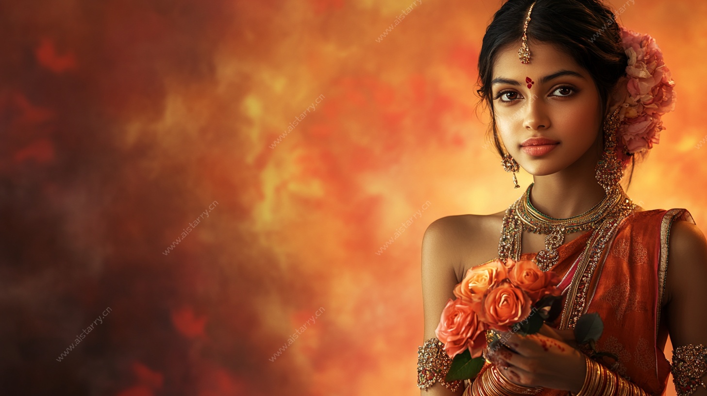 印度传统服饰女子肖像