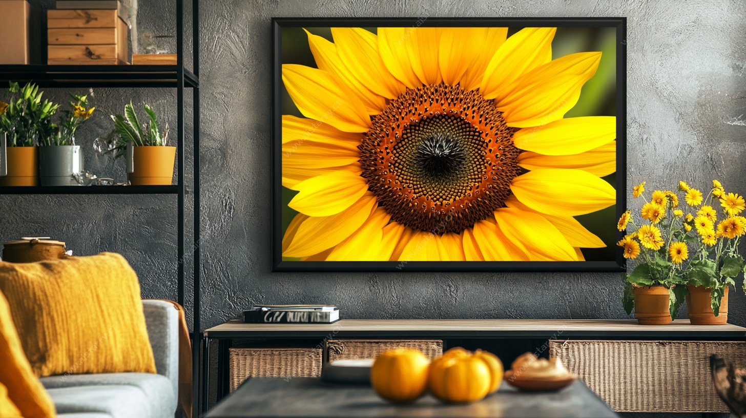 客厅中的向日葵装饰画