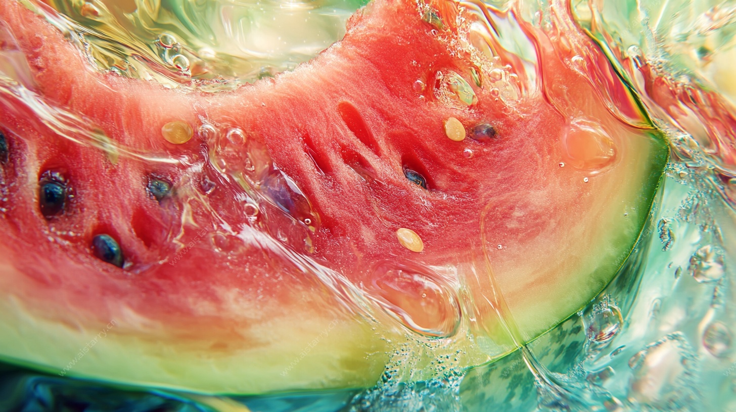 西瓜入水瞬间特写