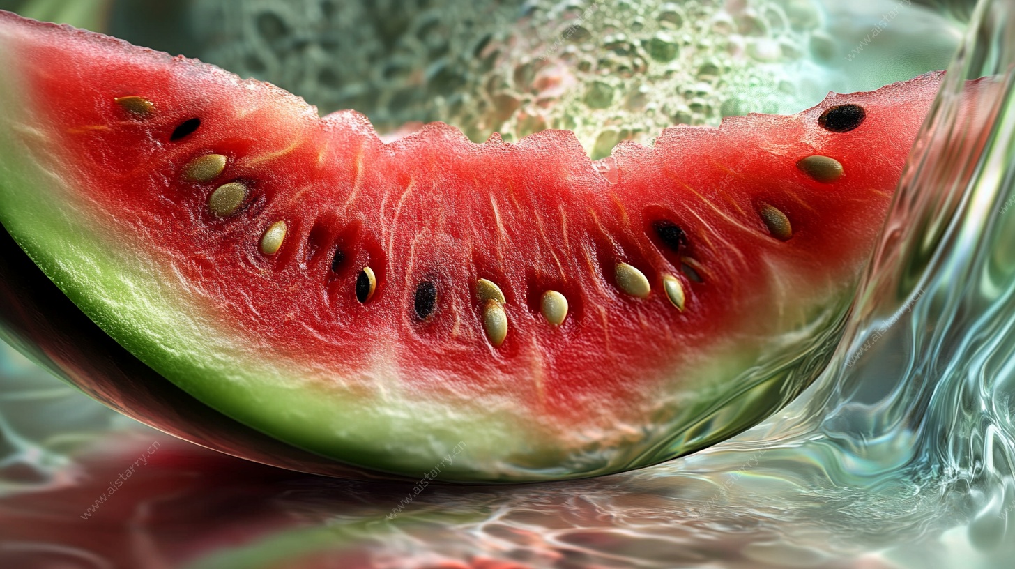 水中的新鲜西瓜切片