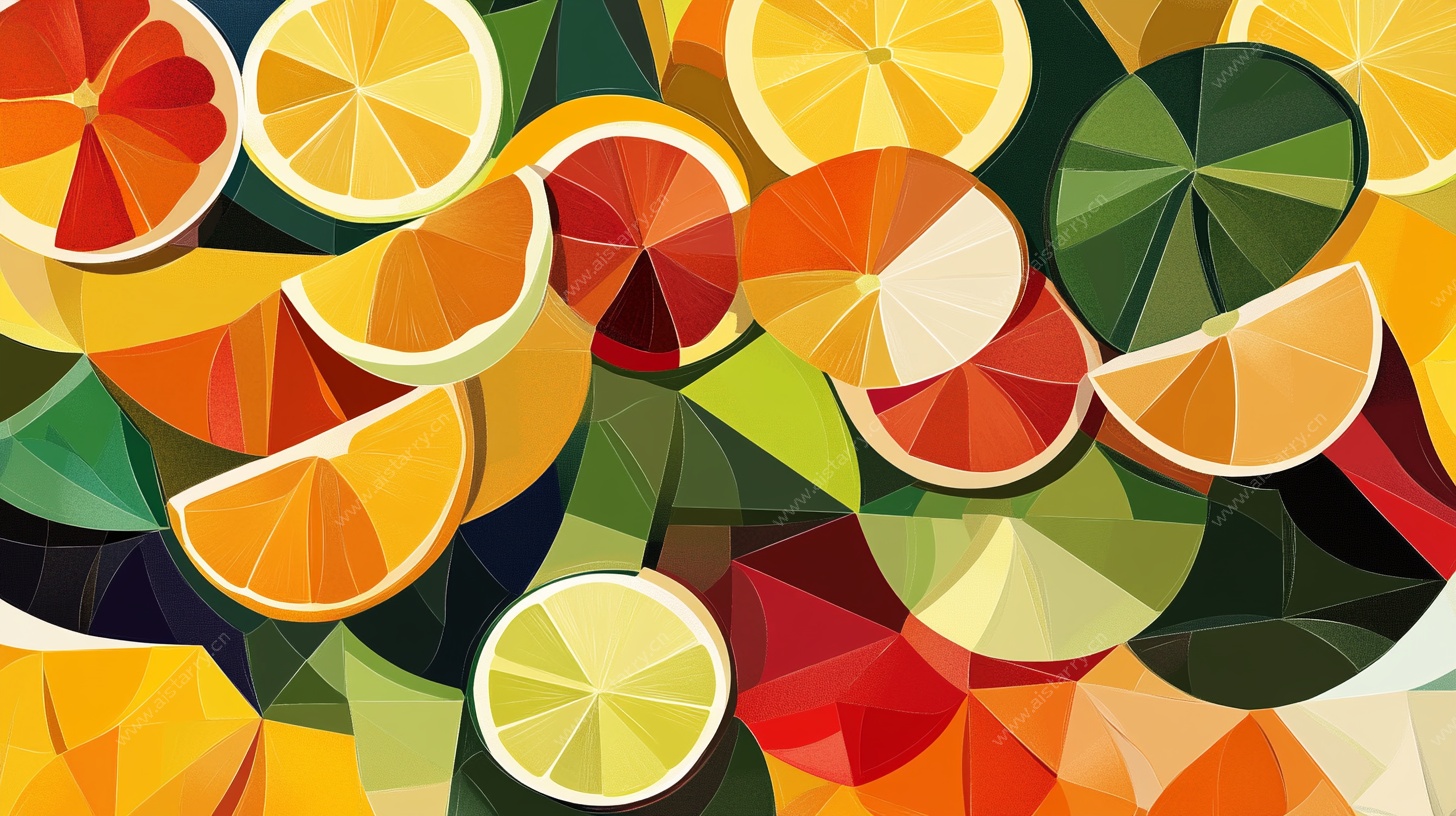 缤纷几何水果图案背景