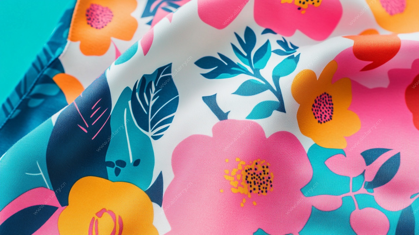 多彩花卉图案布料纹理