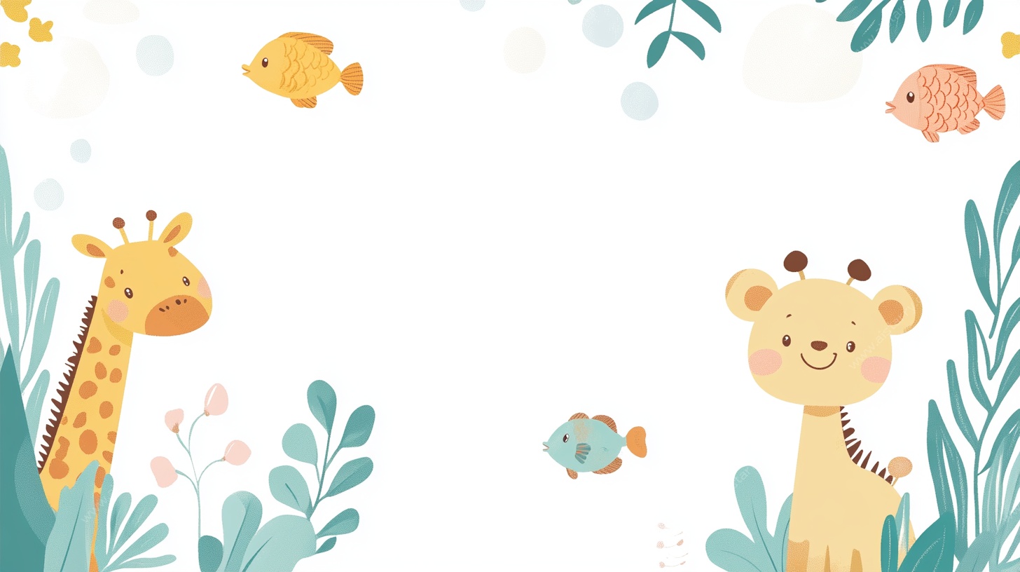 可爱长颈鹿与小鱼插画背景