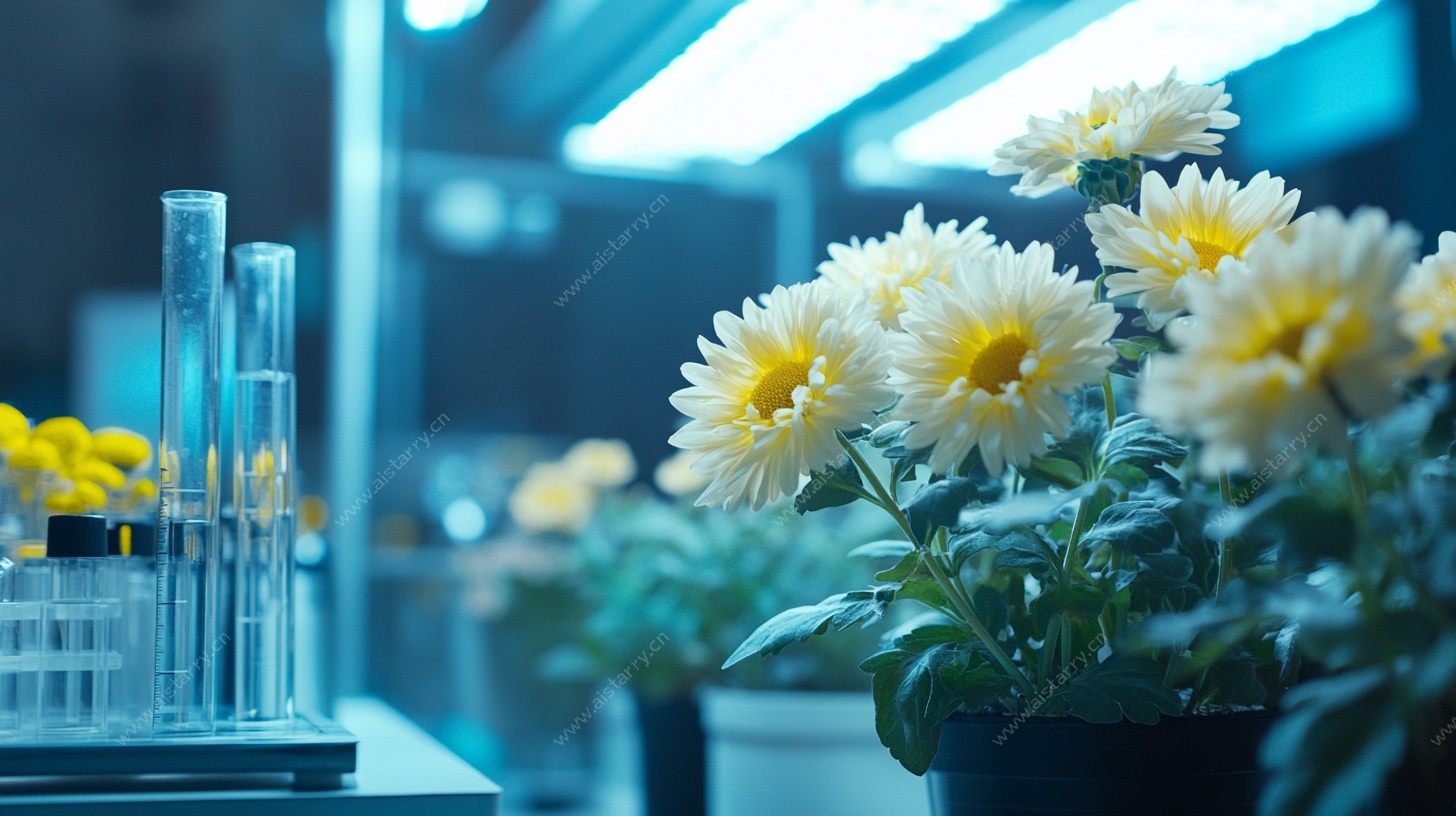 实验室中的花卉与试管