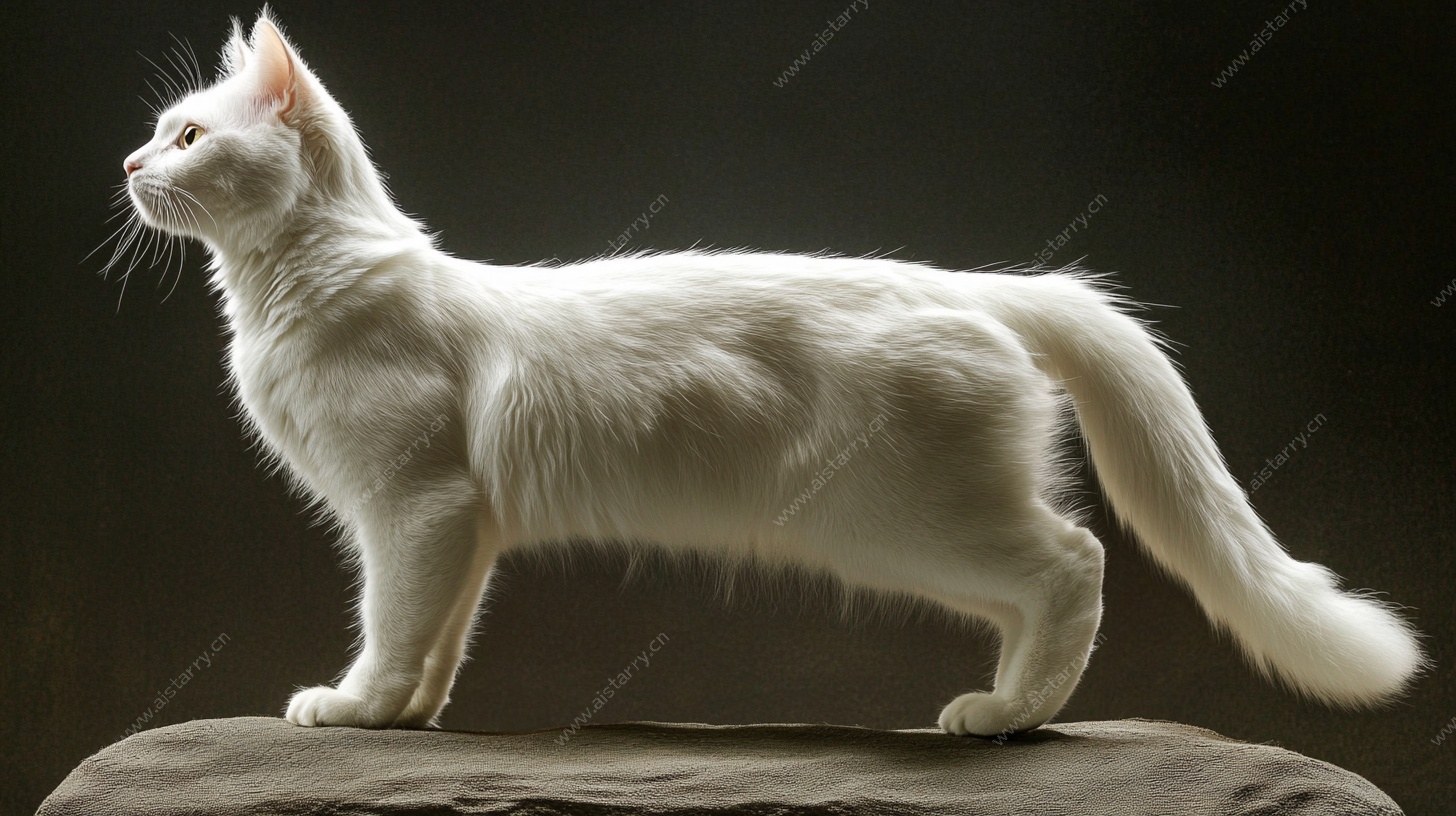 纯白长毛猫优雅站立