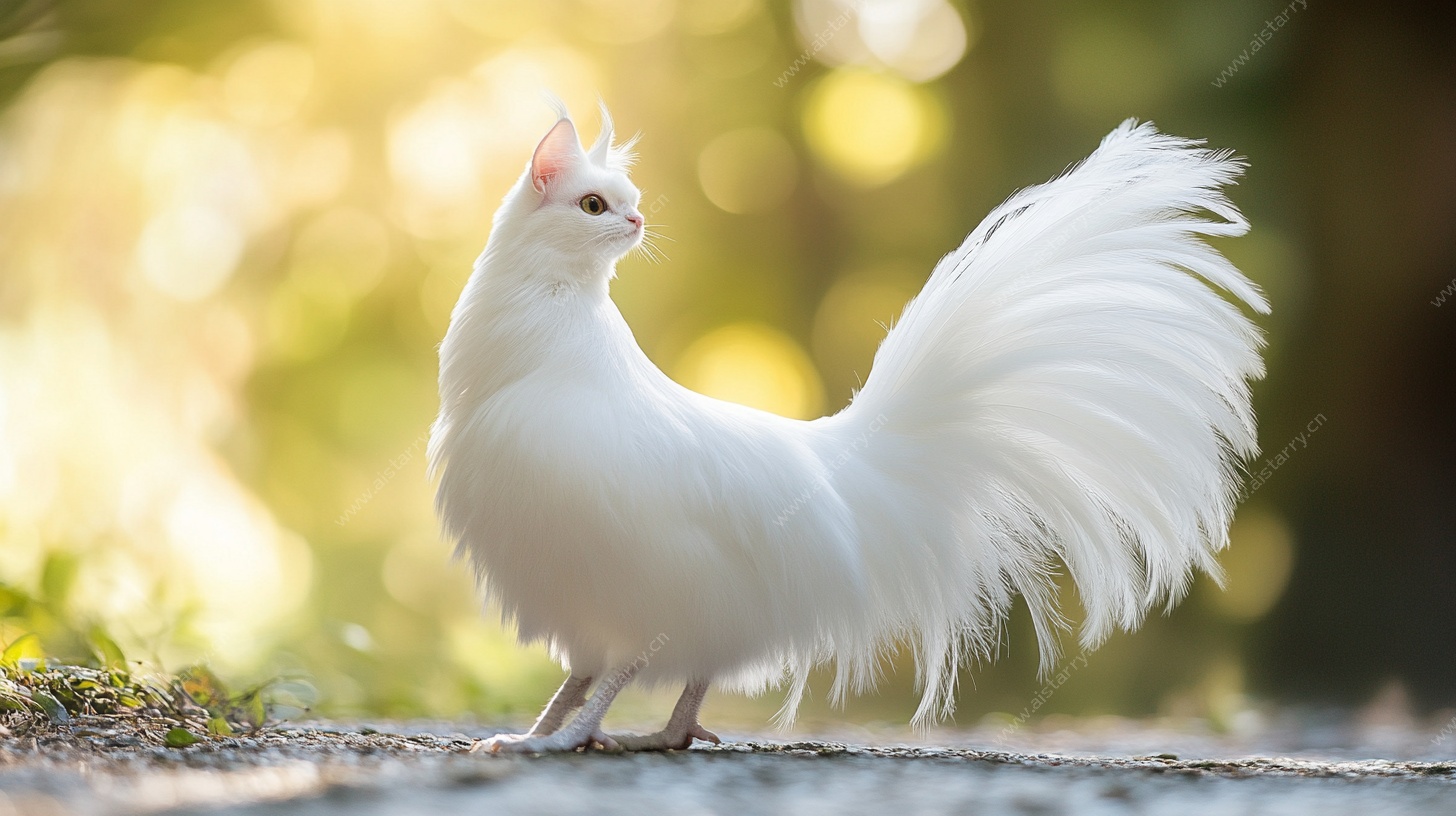 白色长毛鸡 优雅姿态