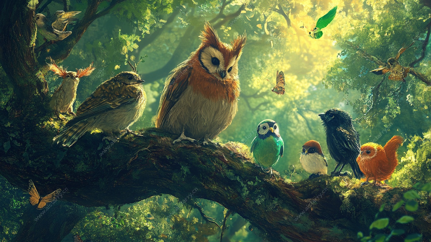 森林中的鸟儿聚会