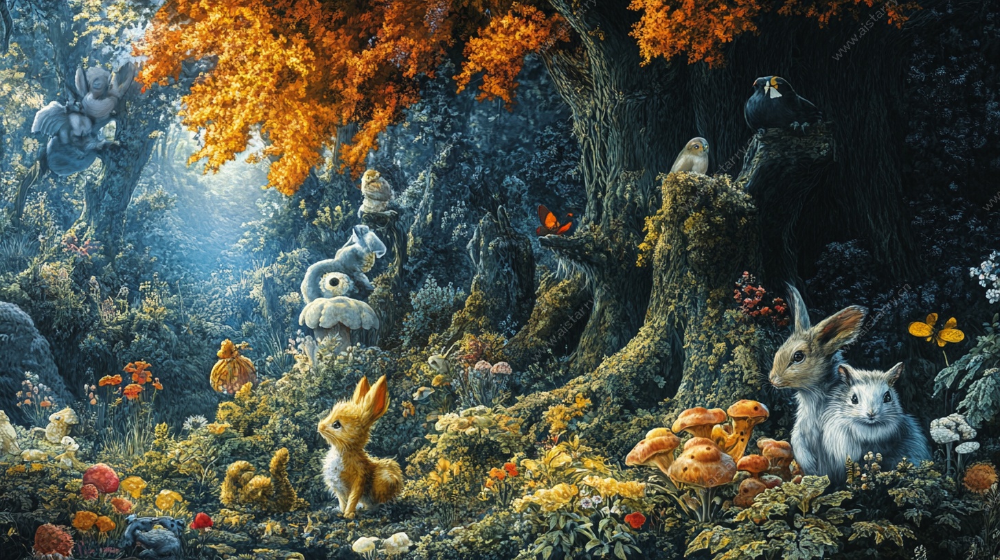 奇幻森林中的萌兔聚会