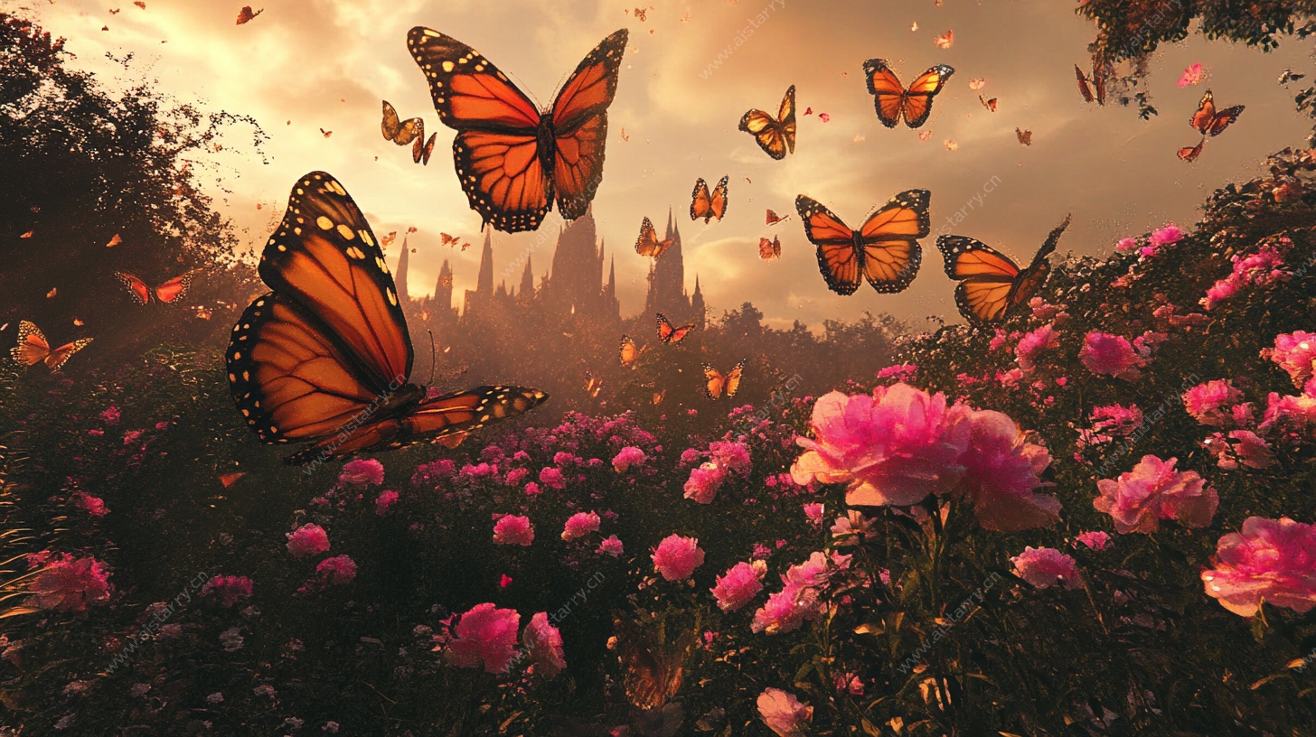 梦幻蝶舞花丛中