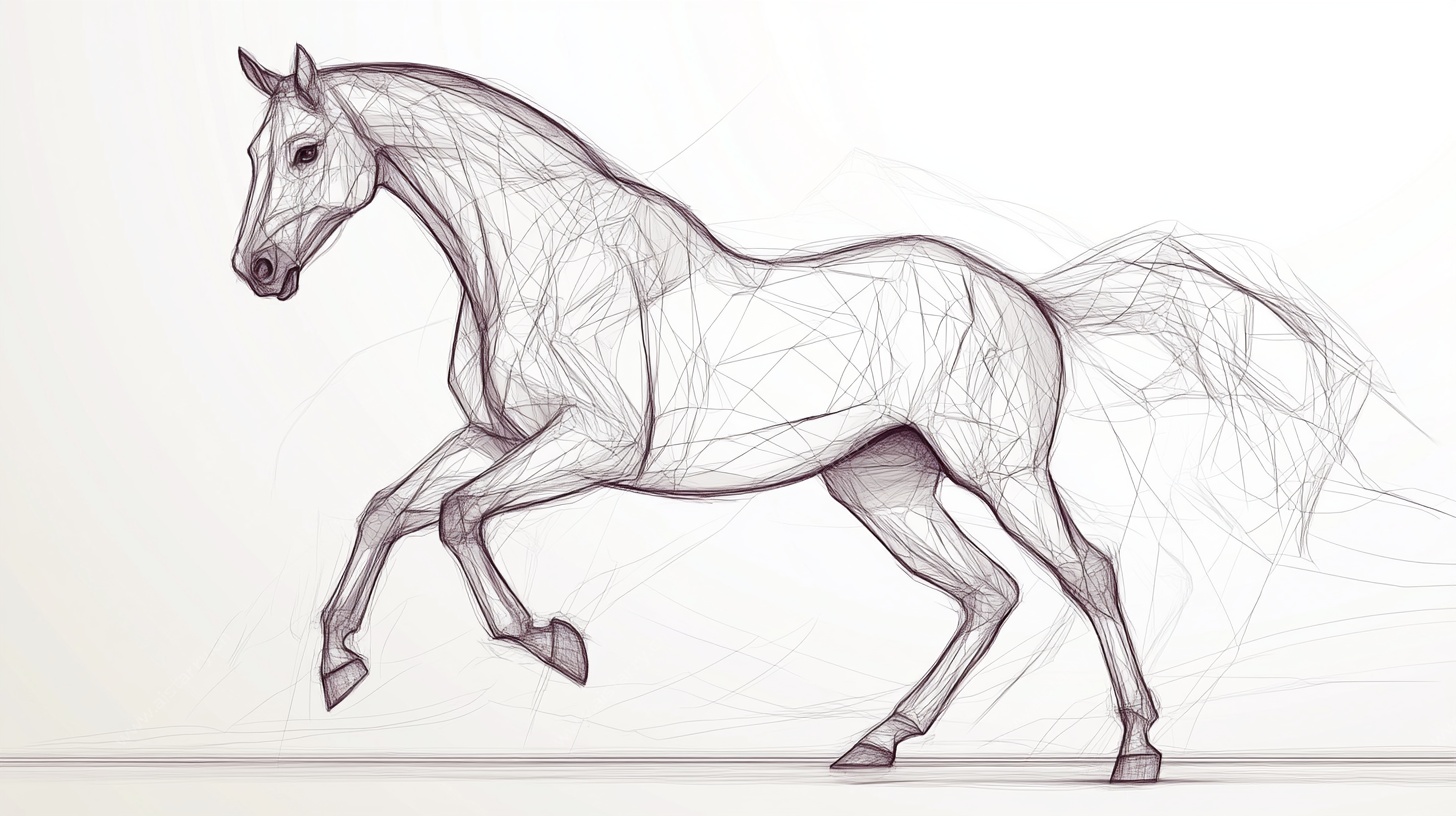 线条勾勒的奔跑骏马
