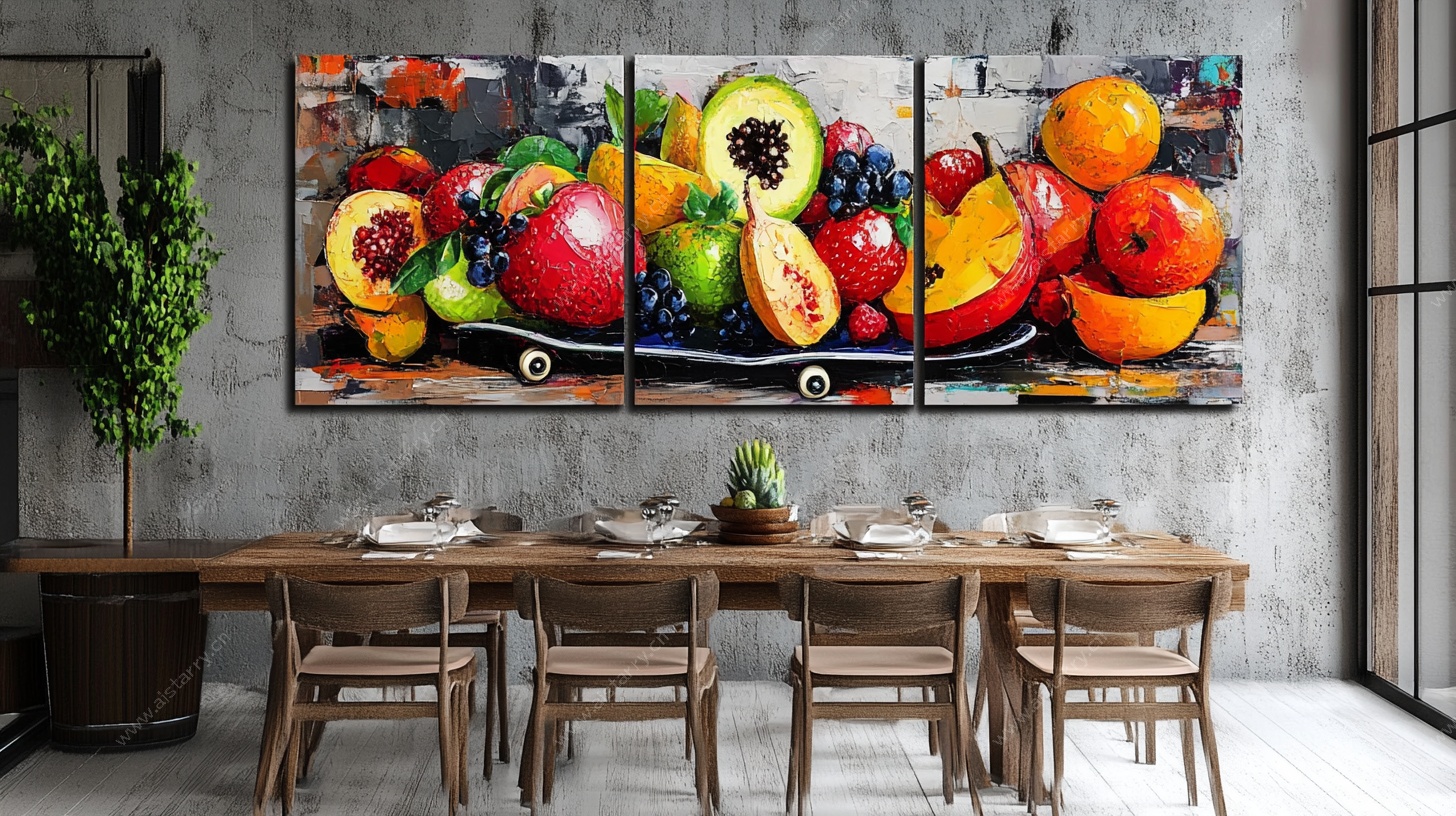 三联水果艺术挂画