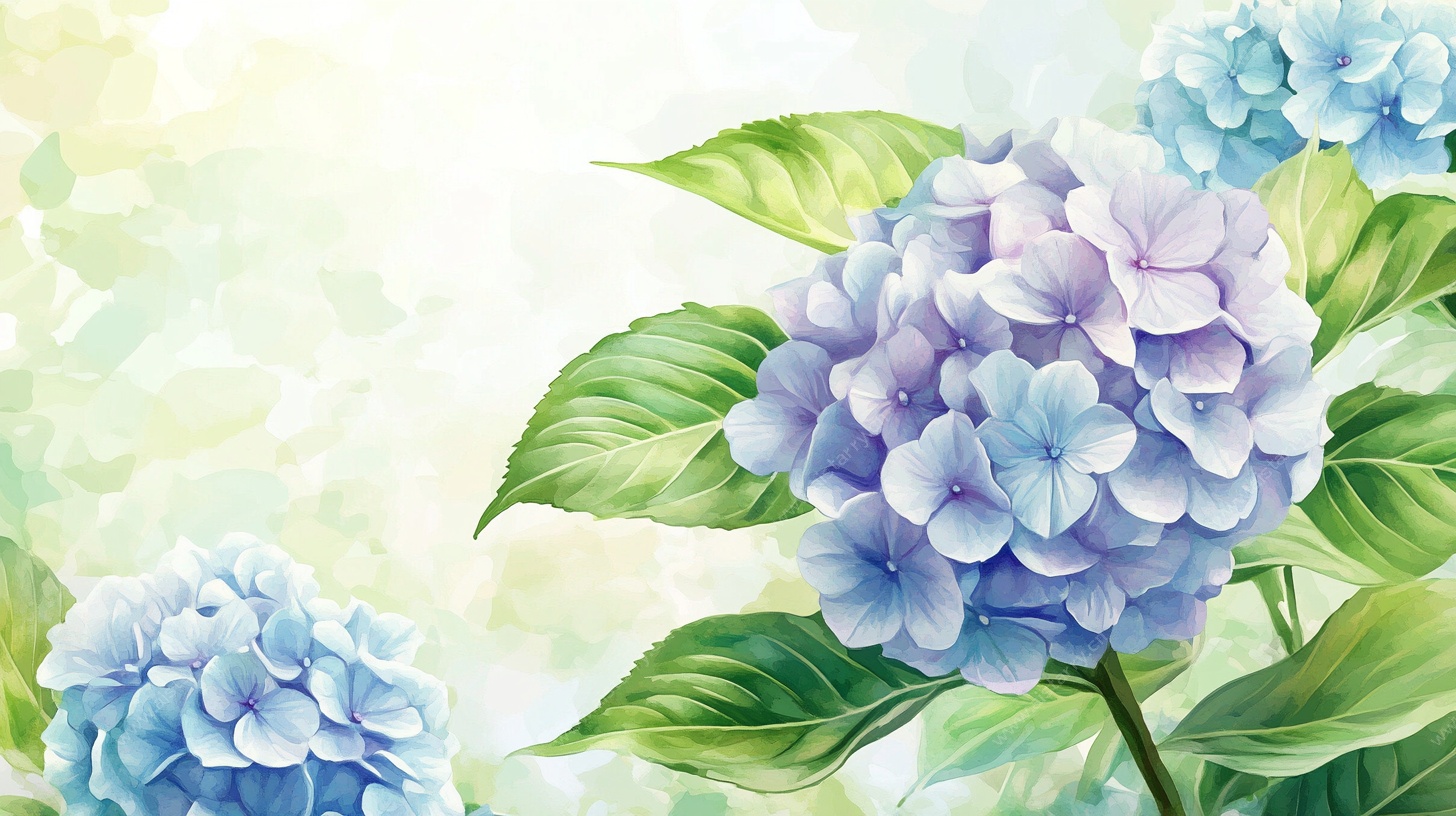 梦幻蓝绣球花卉插画