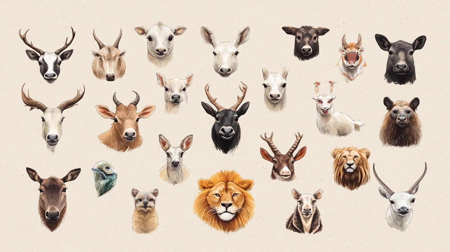 多样动物头像集合展示