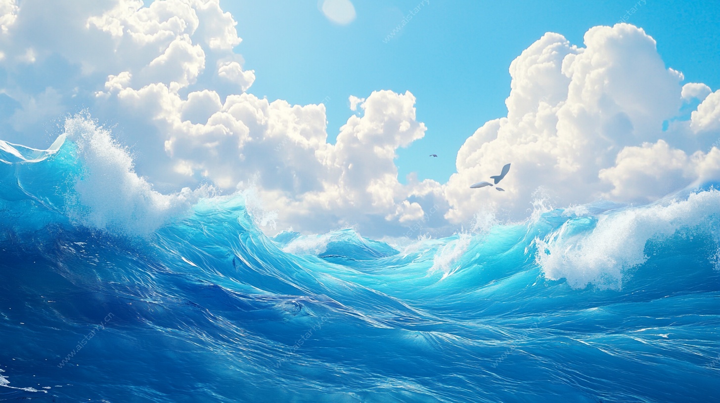 海浪翻涌的梦幻海洋图景