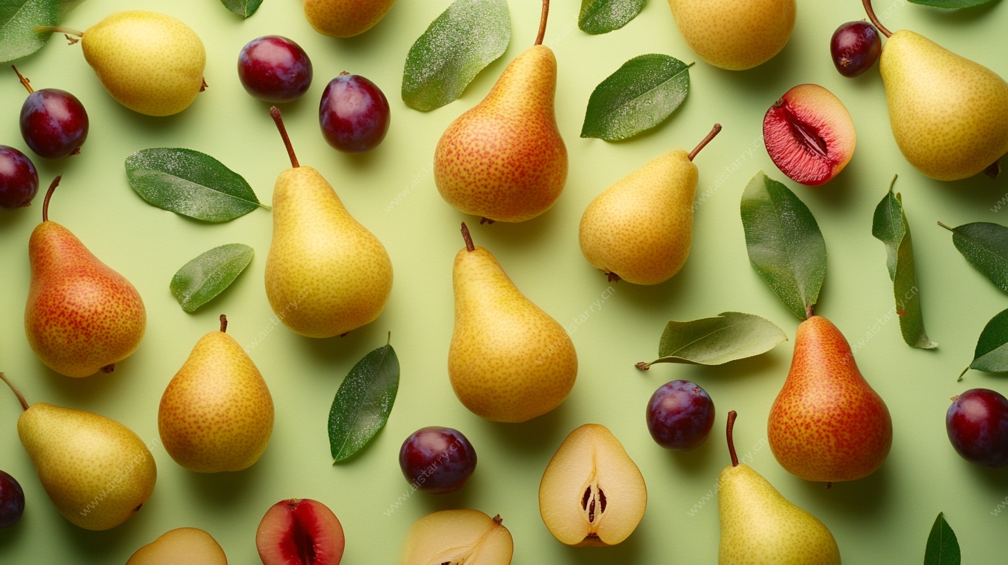 多彩梨子与李子的清新组合