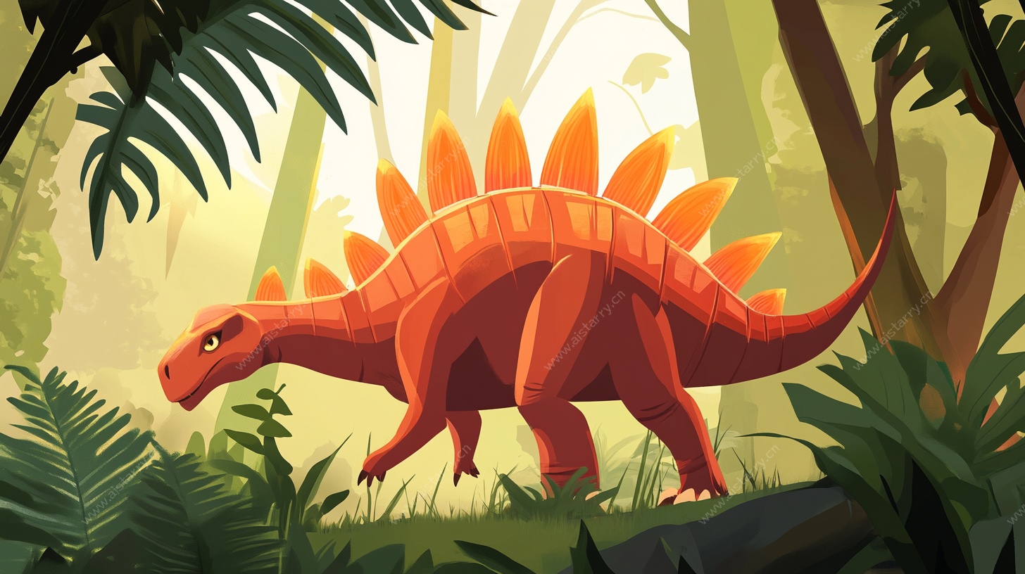 森林中的剑龙插画