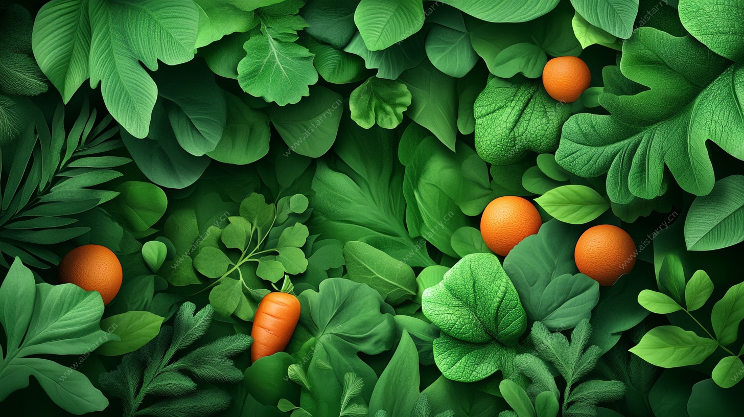 绿叶丛中的橙色果实