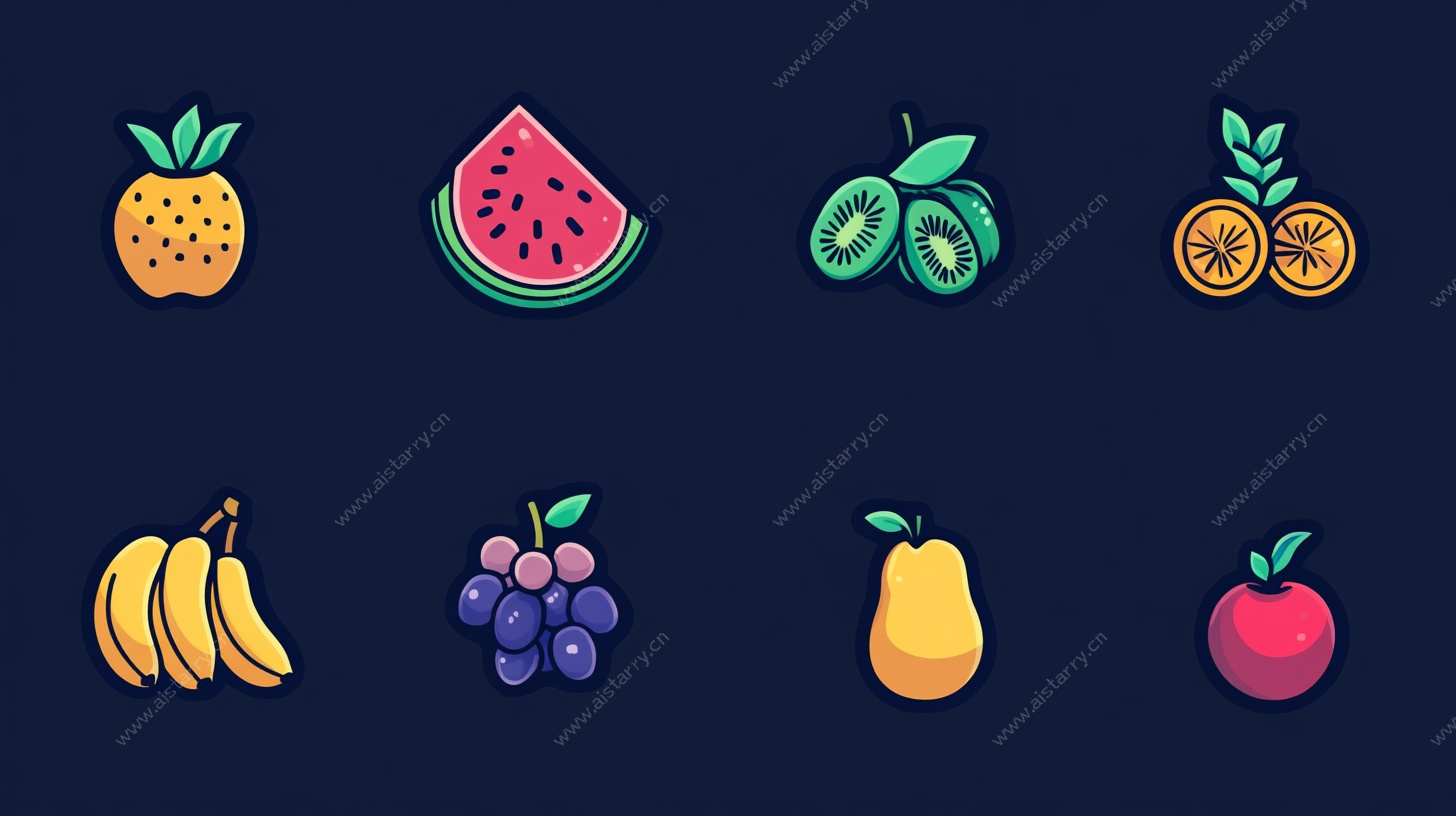 多彩水果图标集合