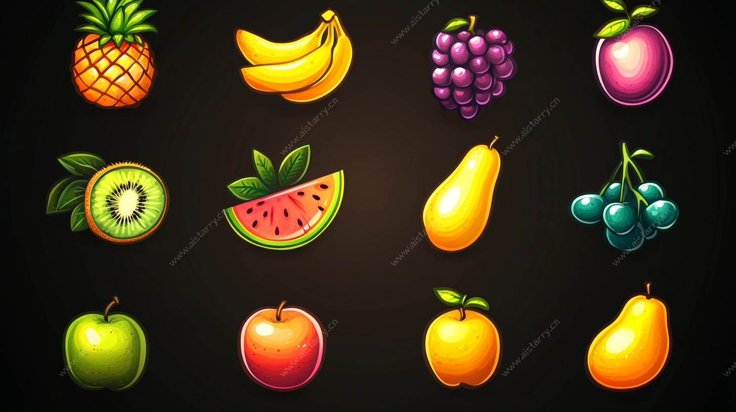 多彩水果图标集合