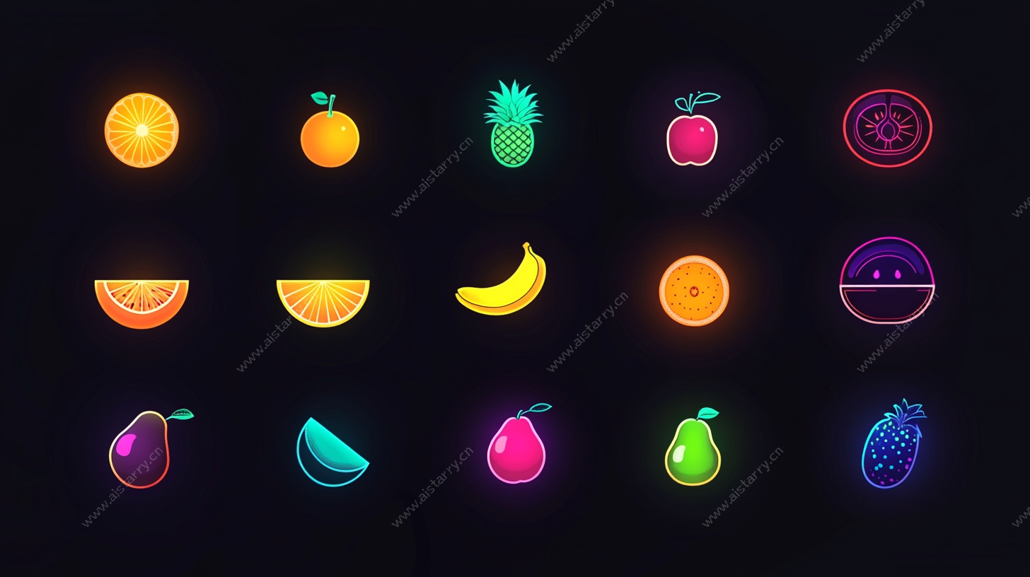 霓虹风水果图标集合