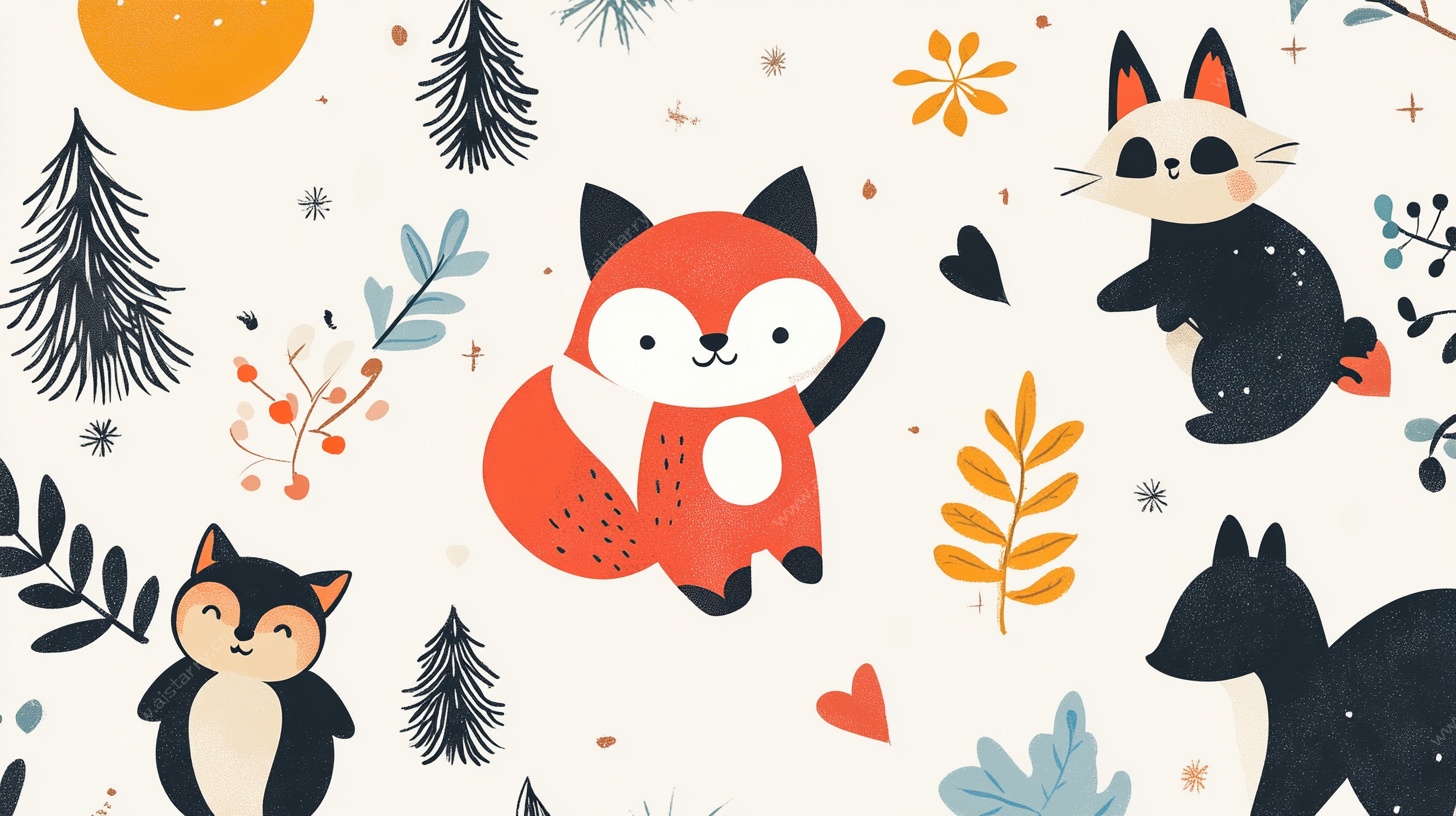 森林萌宠动物插画